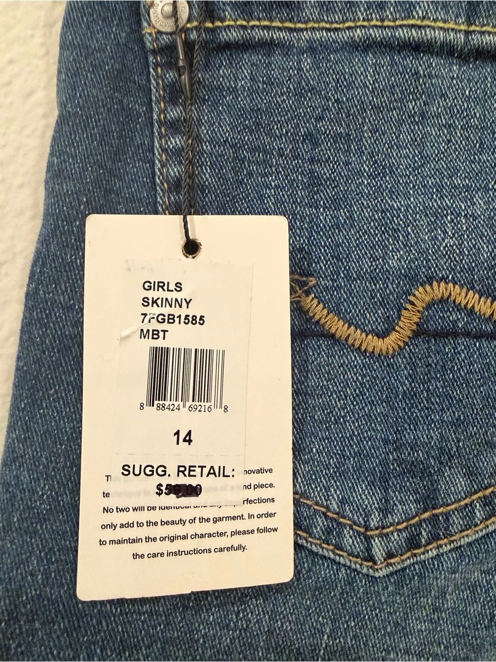 7 For All Mankind Dark Blue - Girl’s Skinny Jeans 14Y